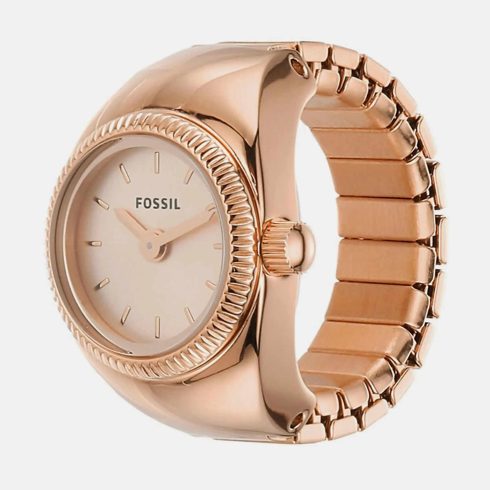 Women Quartz Rose Gold Dial Ring Analog Stainless Steel Watch ES5247