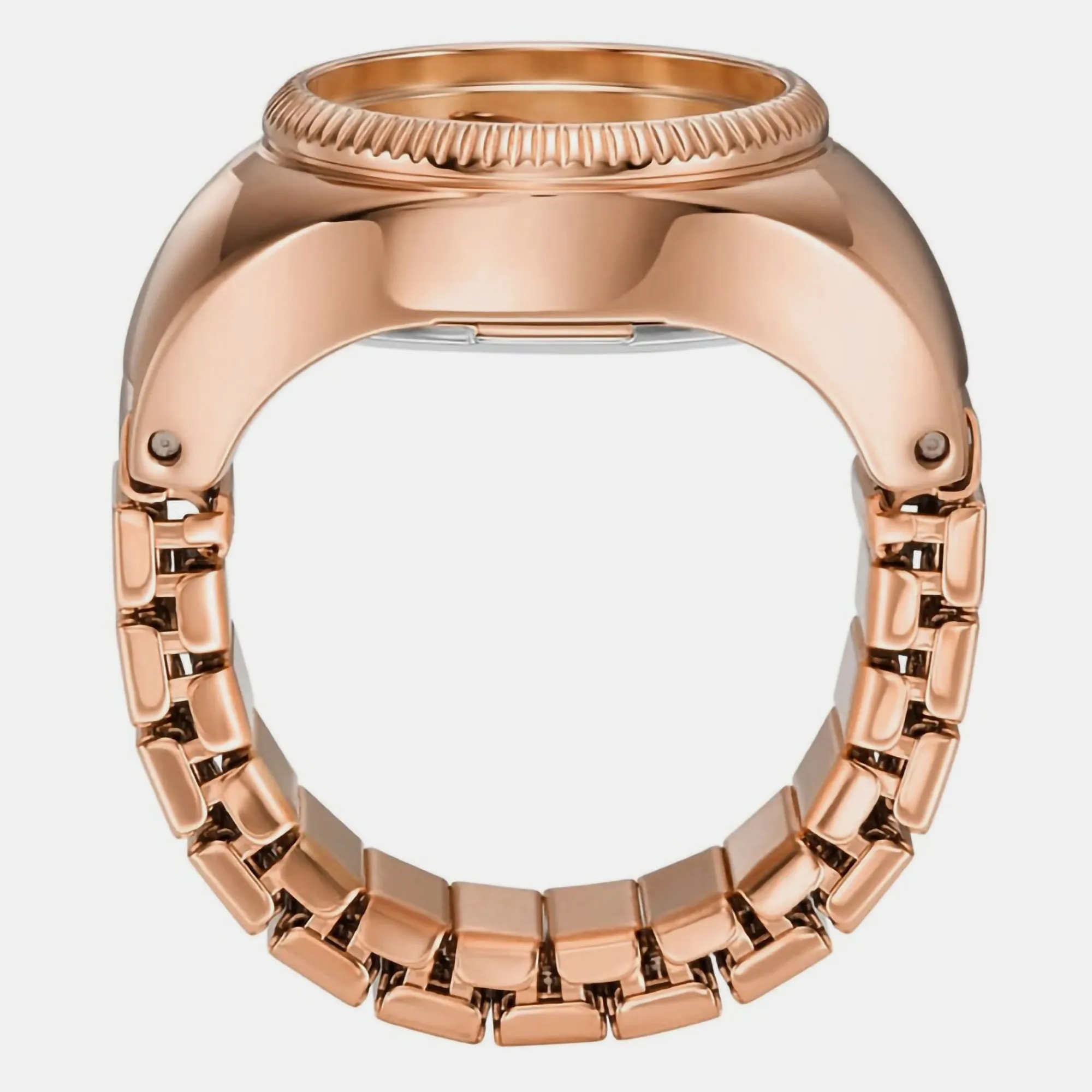 Women Quartz Rose Gold Dial Ring Analog Stainless Steel Watch ES5247