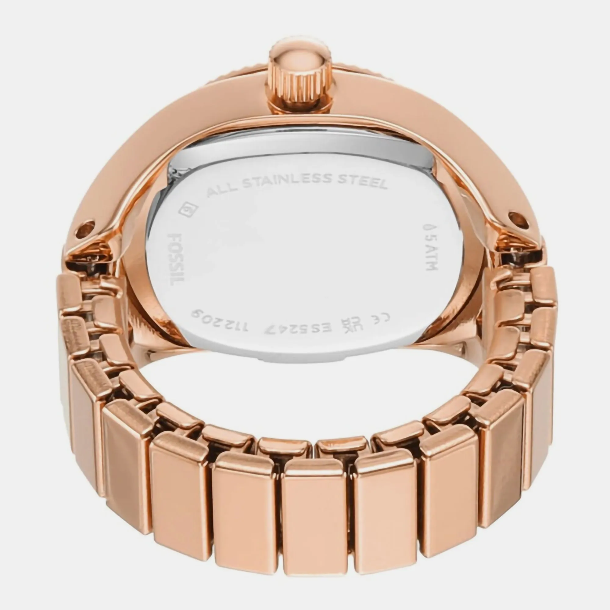 Women Quartz Rose Gold Dial Ring Analog Stainless Steel Watch ES5247