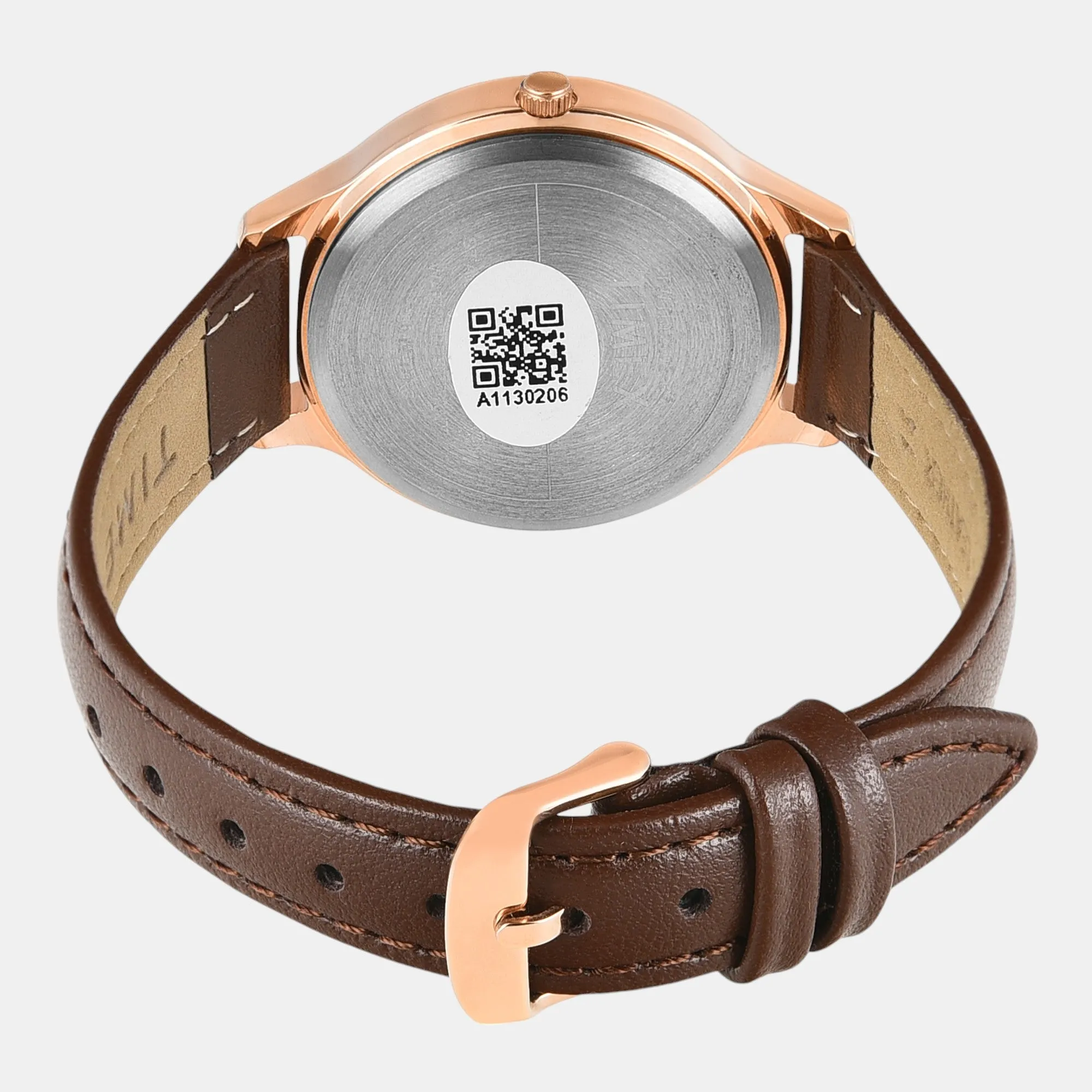 Women Quartz Silver Dial Analog Leather Watch TWTL12105