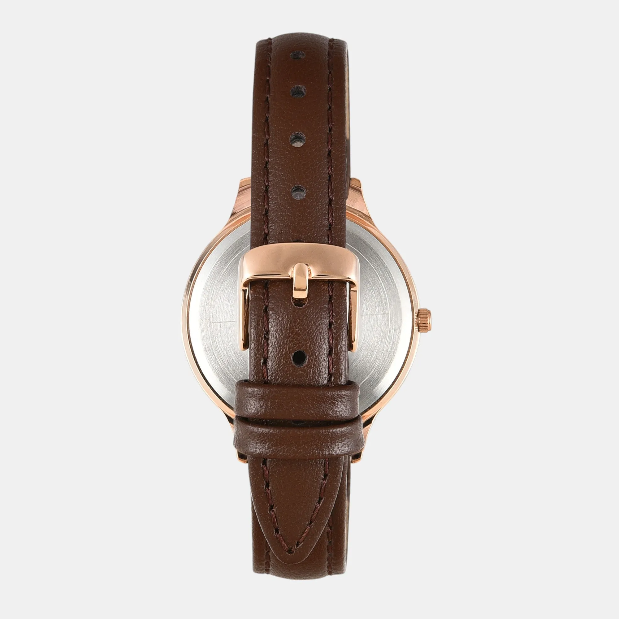 Women Quartz Silver Dial Analog Leather Watch TWTL12105