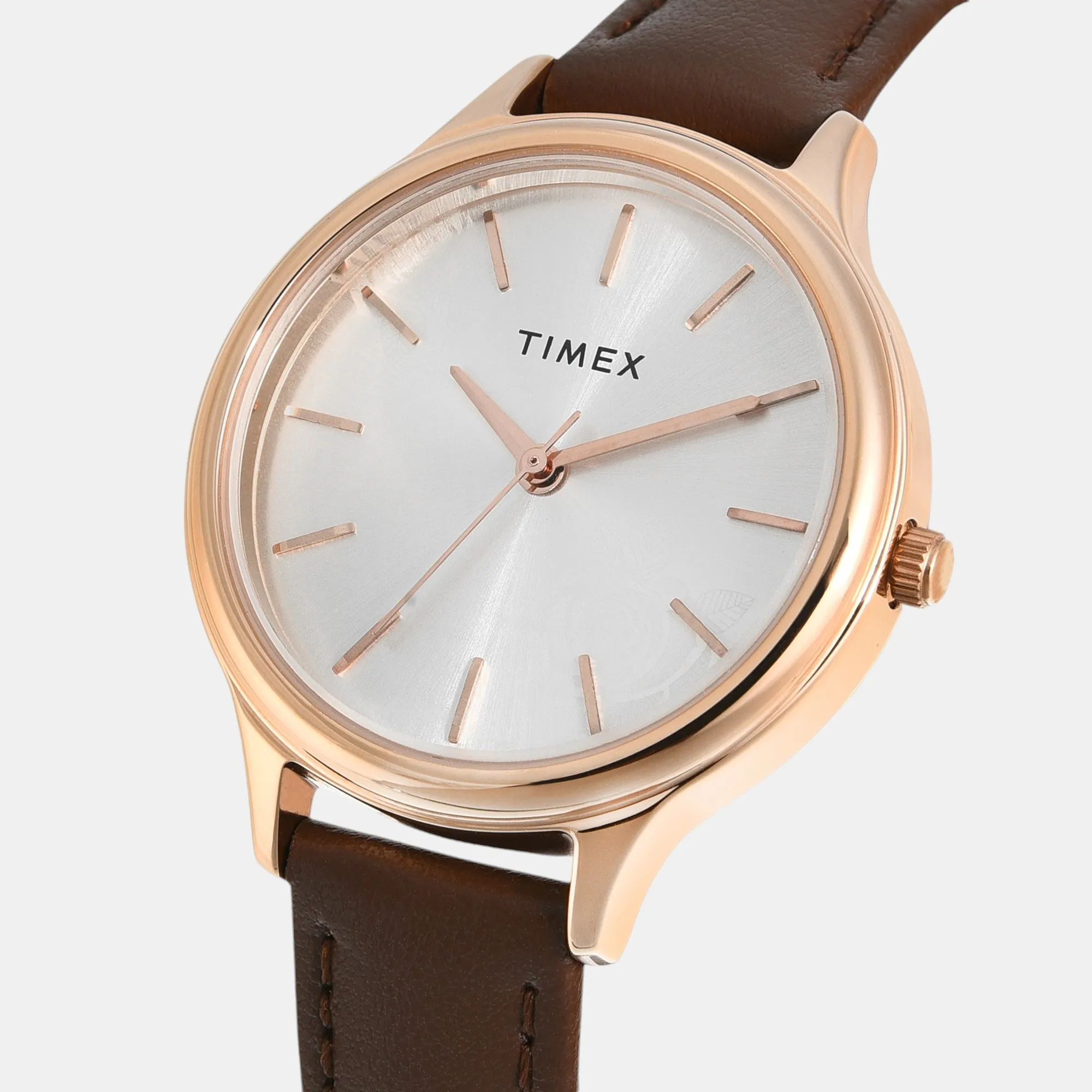 Women Quartz Silver Dial Analog Leather Watch TWTL12105