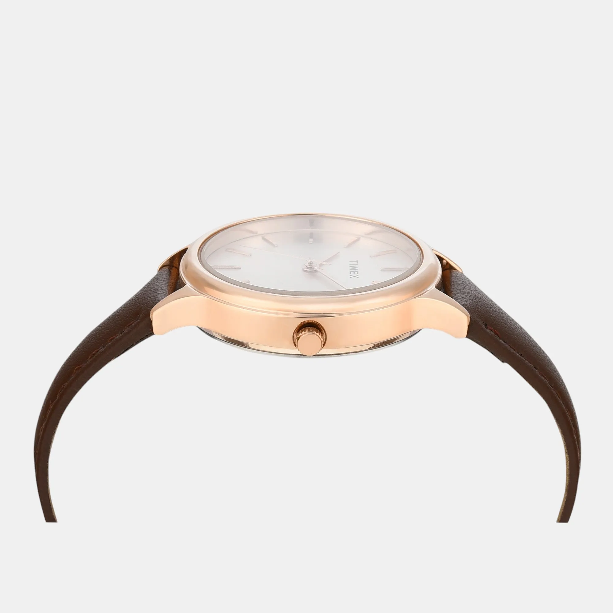 Women Quartz Silver Dial Analog Leather Watch TWTL12105