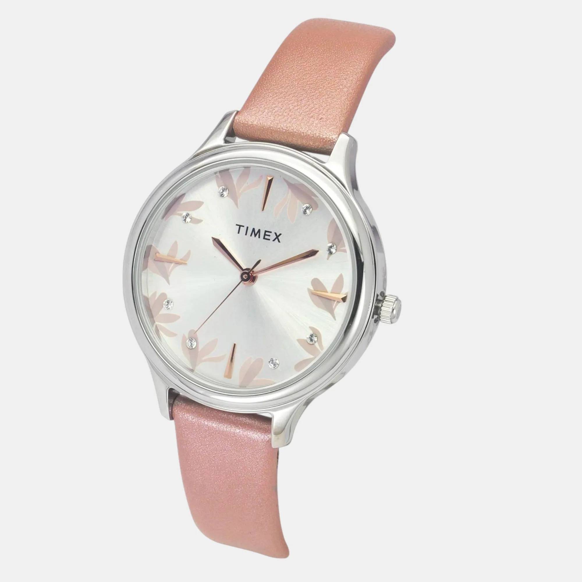 Women Quartz Silver Dial Analog Leather Watch TWTL12107