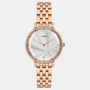 Women Quartz Silver Dial Analog Stainless Steel Watch TWEL19102