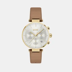Women Quartz Silver White Dial Multi-Function Leather Watch 1502772