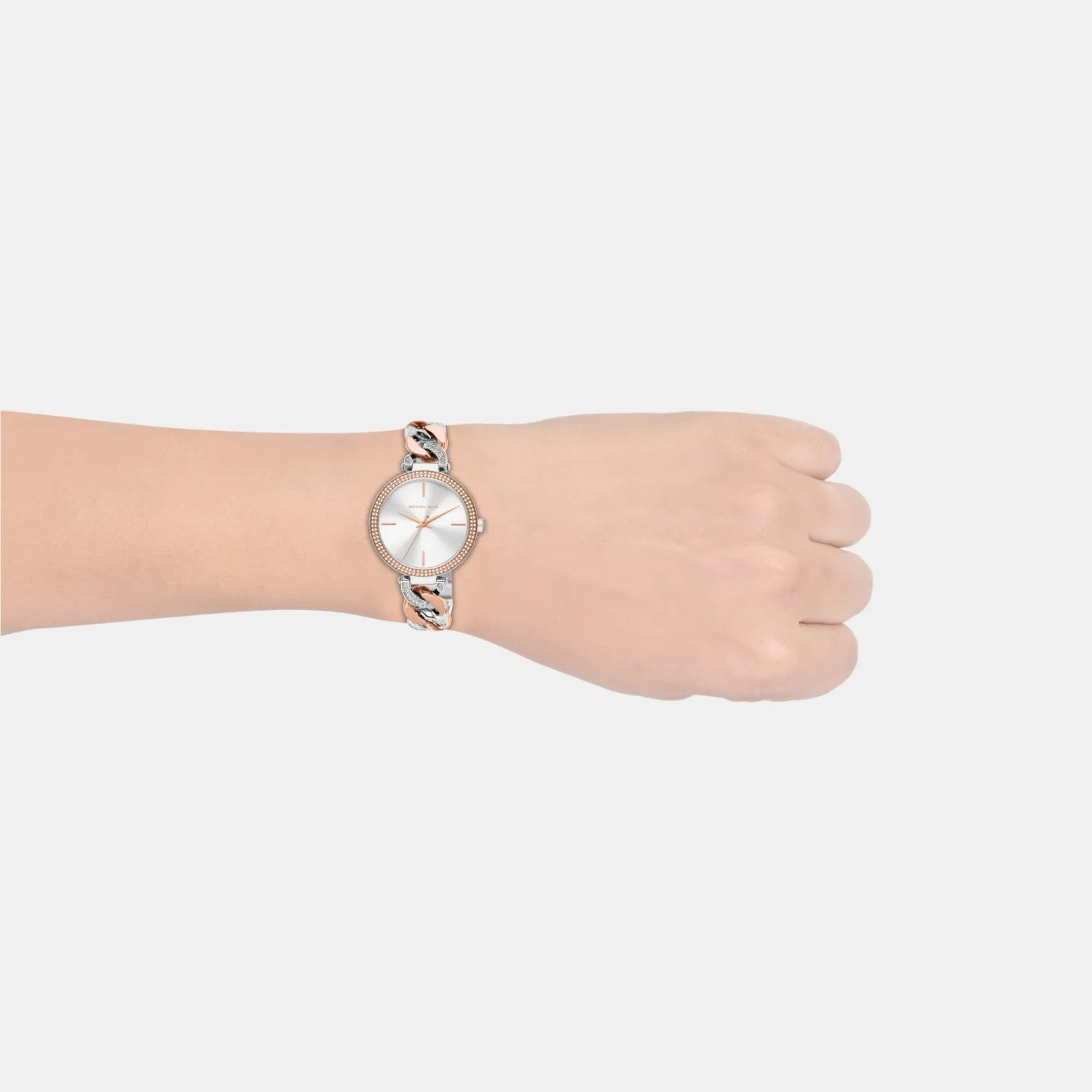 Women Quartz White Dial Analog Stainless Steel Watch MK4634