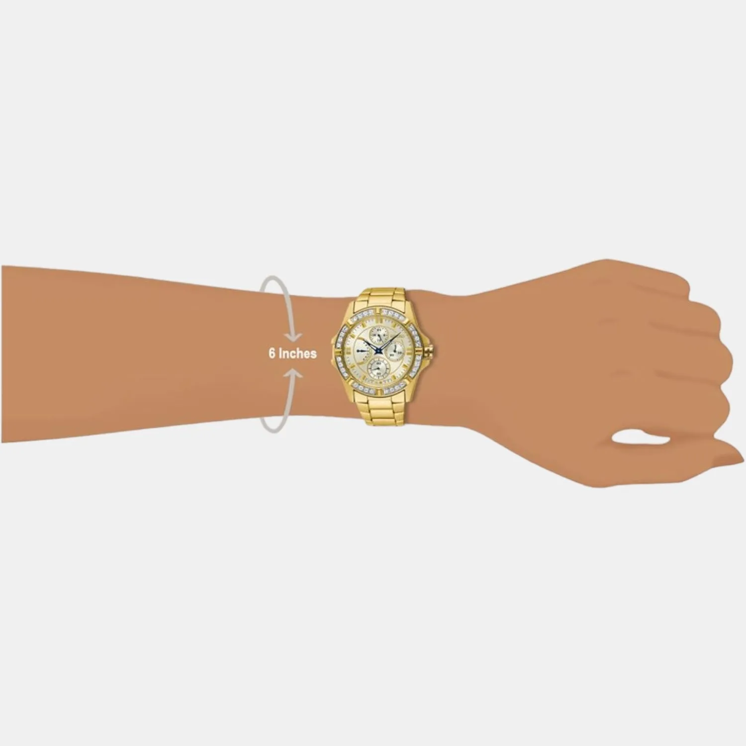 Women Quartz White Dial Multi-Function Metal Watch SRLZ86P1