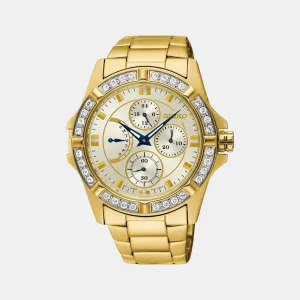 Women Quartz White Dial Multi-Function Metal Watch SRLZ86P1