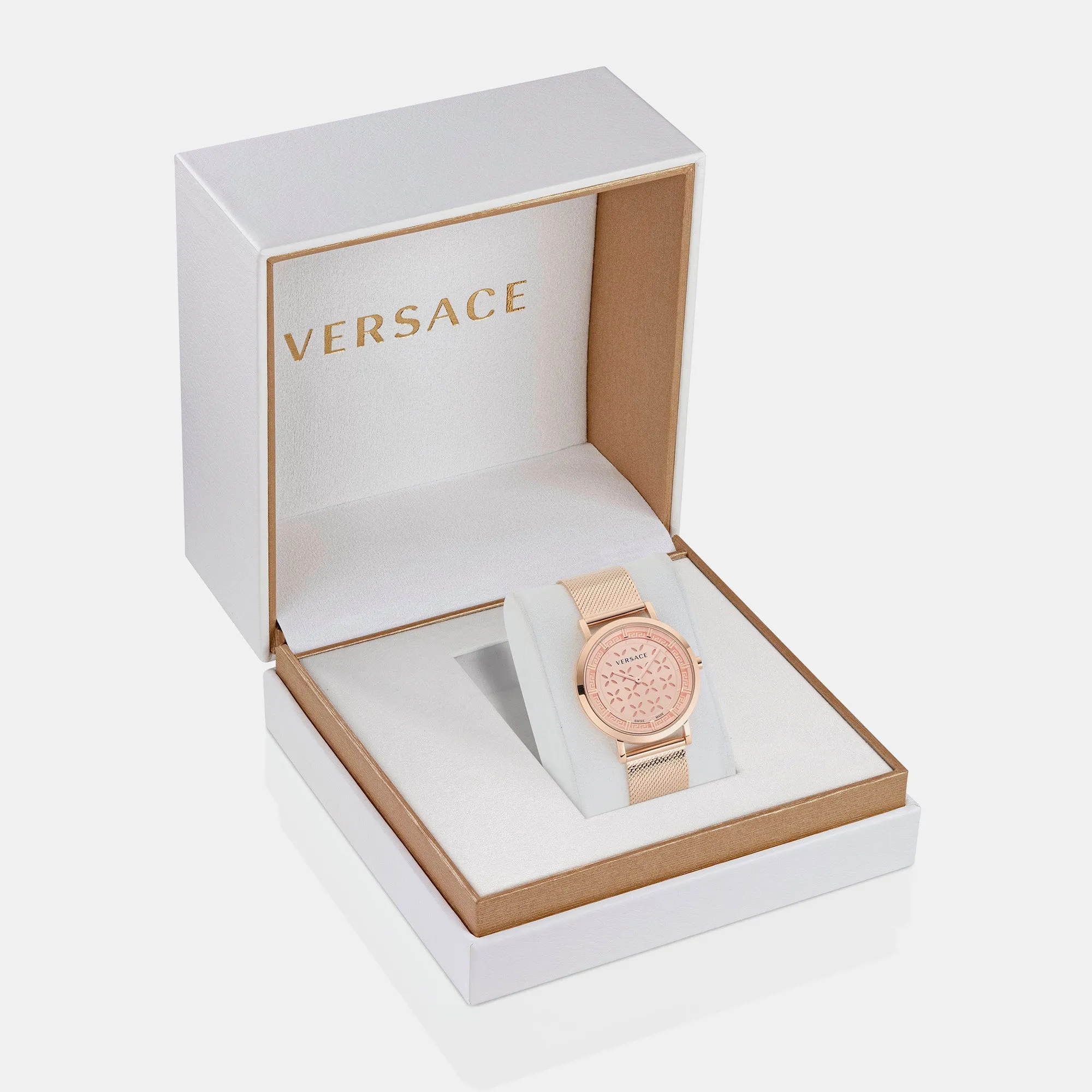 Women Rose Gold-Tone Analog Stainless Steel Watch VE3M01323