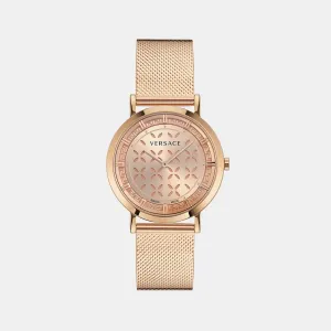 Women Rose Gold-Tone Analog Stainless Steel Watch VE3M01323