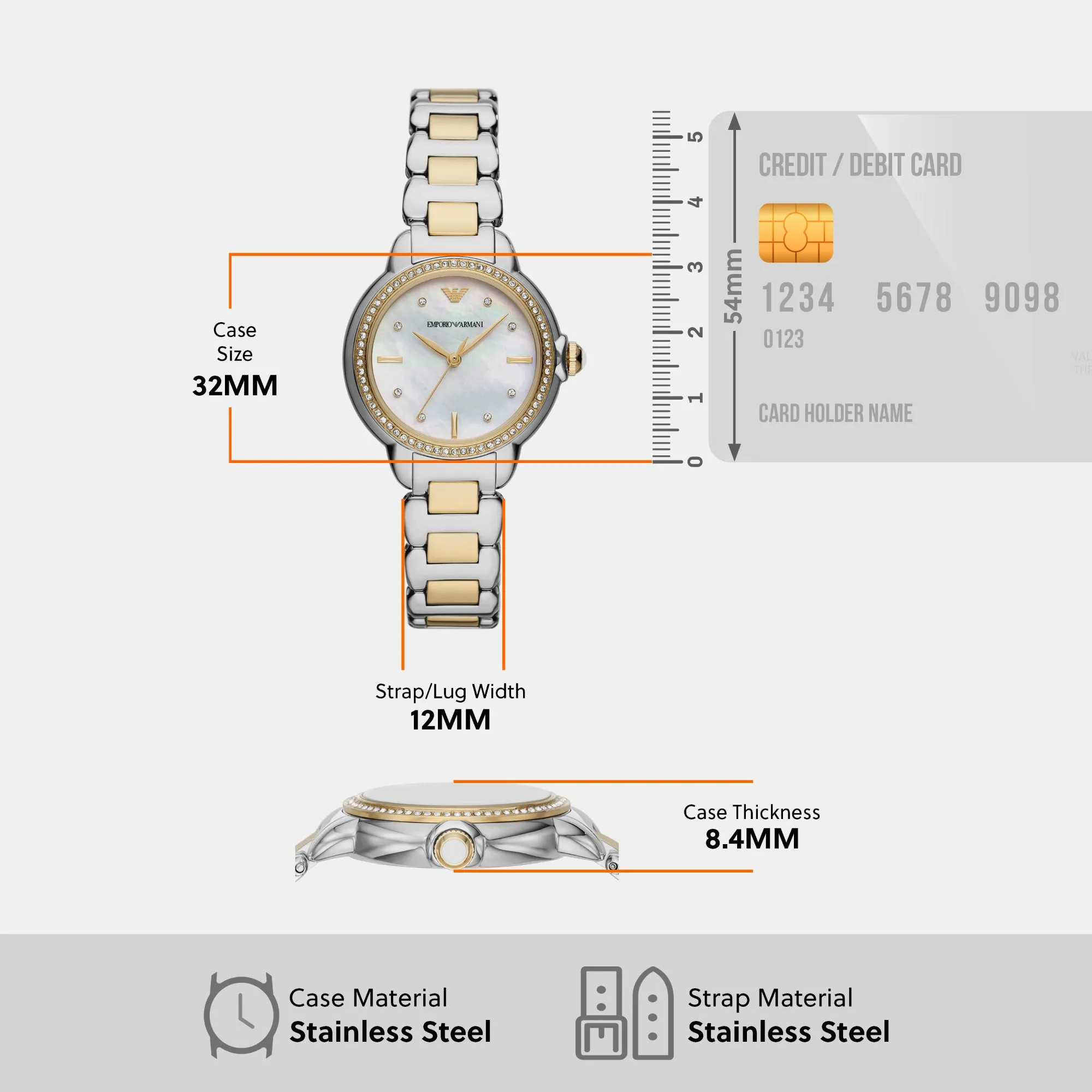 Women Three-Hand Two-Tone Stainless Steel Watch AR11524