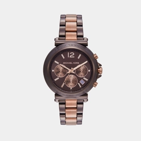 Women Quartz Brown Dial Chronograph Stainless Steel Watch MK7496