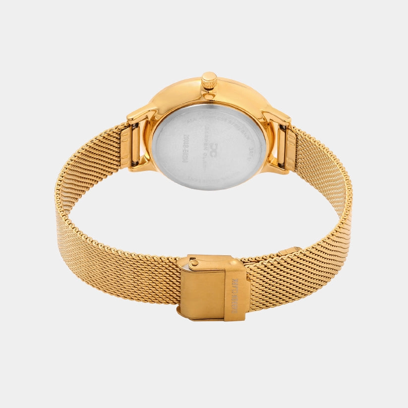 Women Quartz Champaign Dial Analog Mesh Watch 2008B-E0208