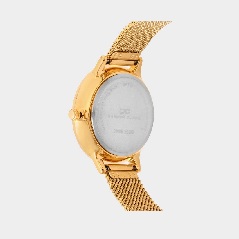 Women Quartz Champaign Dial Analog Mesh Watch 2008B-E0208