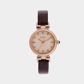 Women Quartz Rose Gold Dial Analog Leather Watch SRZ548P1