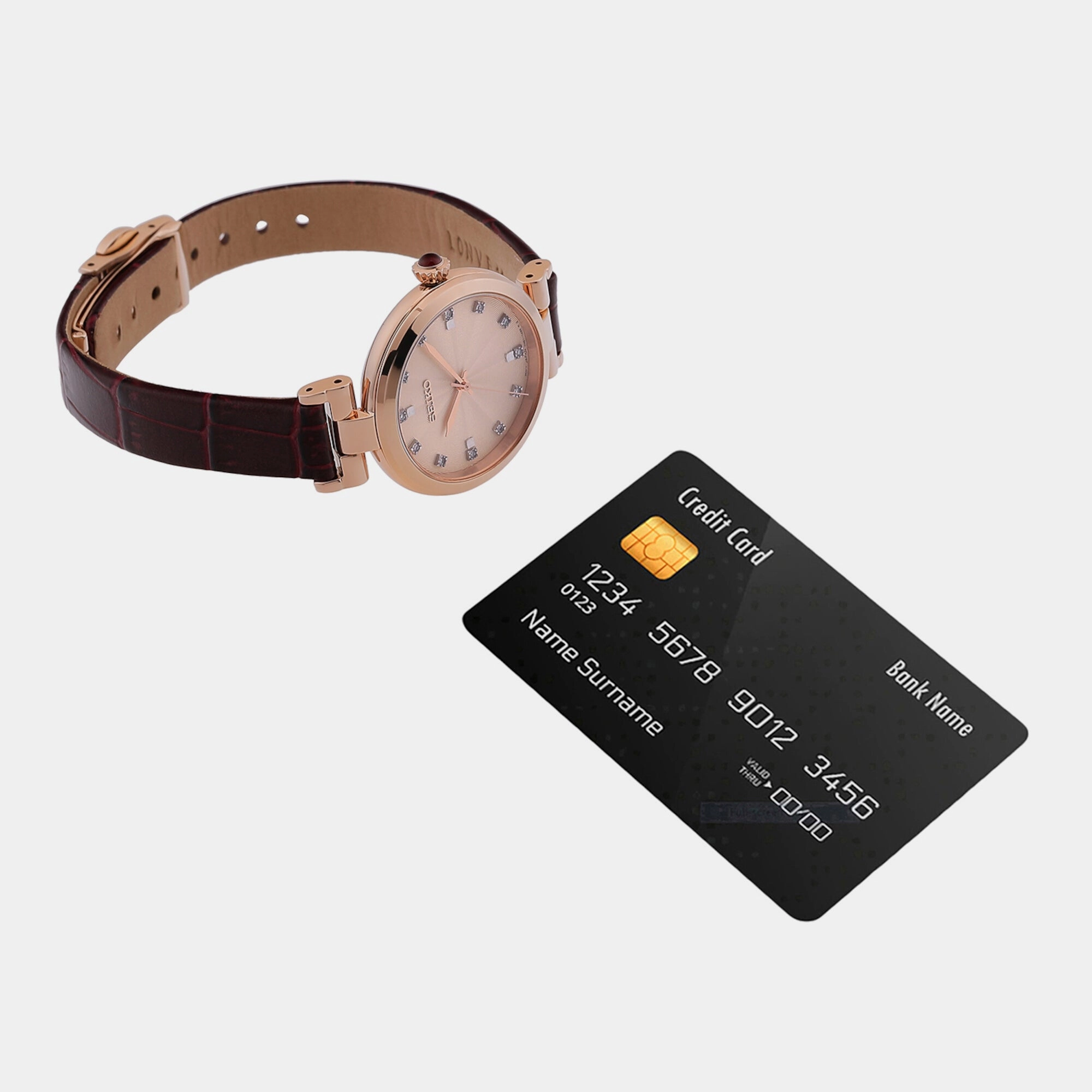 Women Quartz Rose Gold Dial Analog Leather Watch SRZ548P1