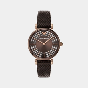 Women's Brown Analog Leather Watch AR11565