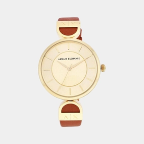 Women's Gold Analog Leather Watch AX5324