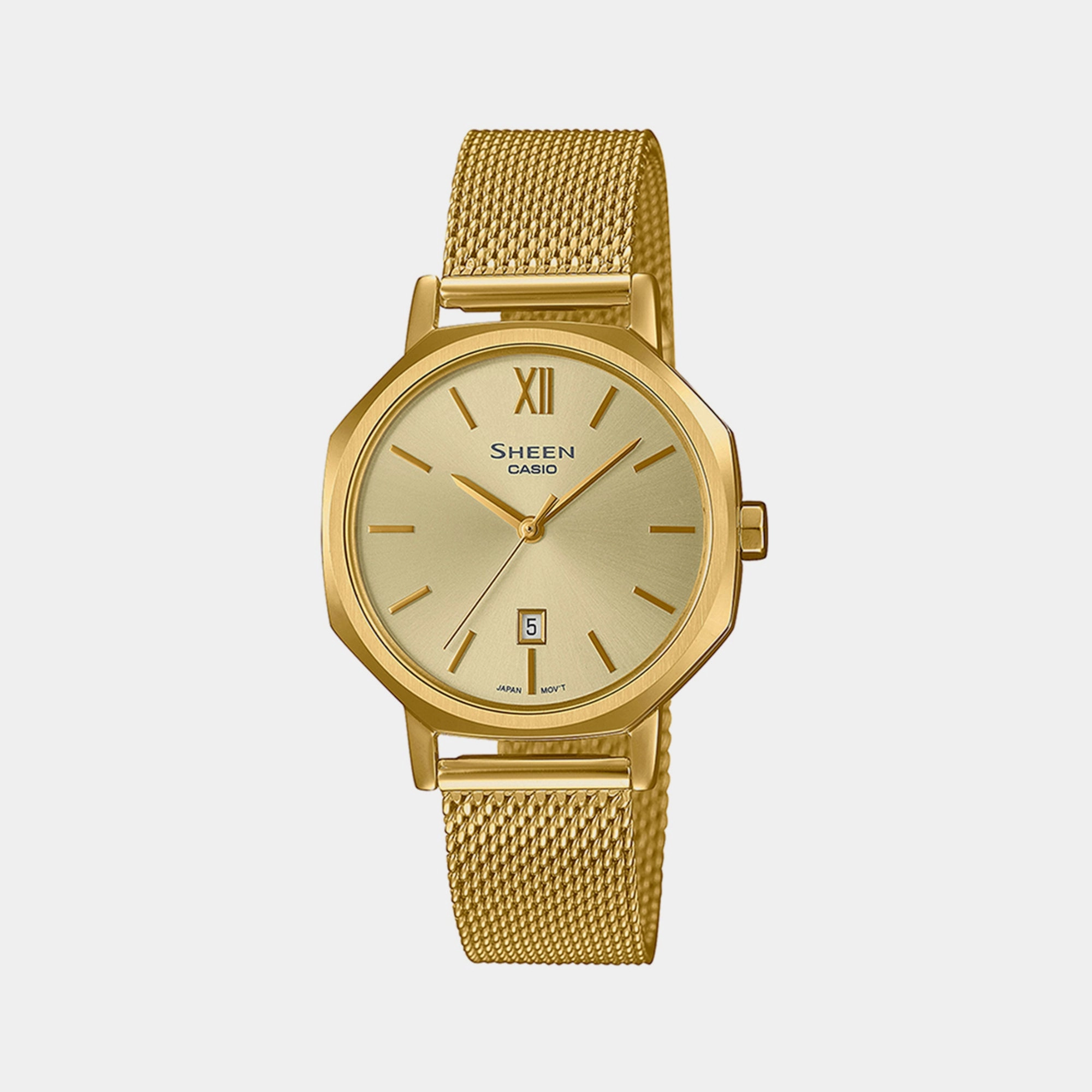 Women's Gold Analog Stainless Steel Mesh Band Watch SH289