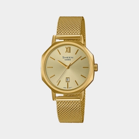 Women's Gold Analog Stainless Steel Mesh Band Watch SH289