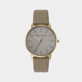 Women's Grey Dial Analog Leather Watch AX5594