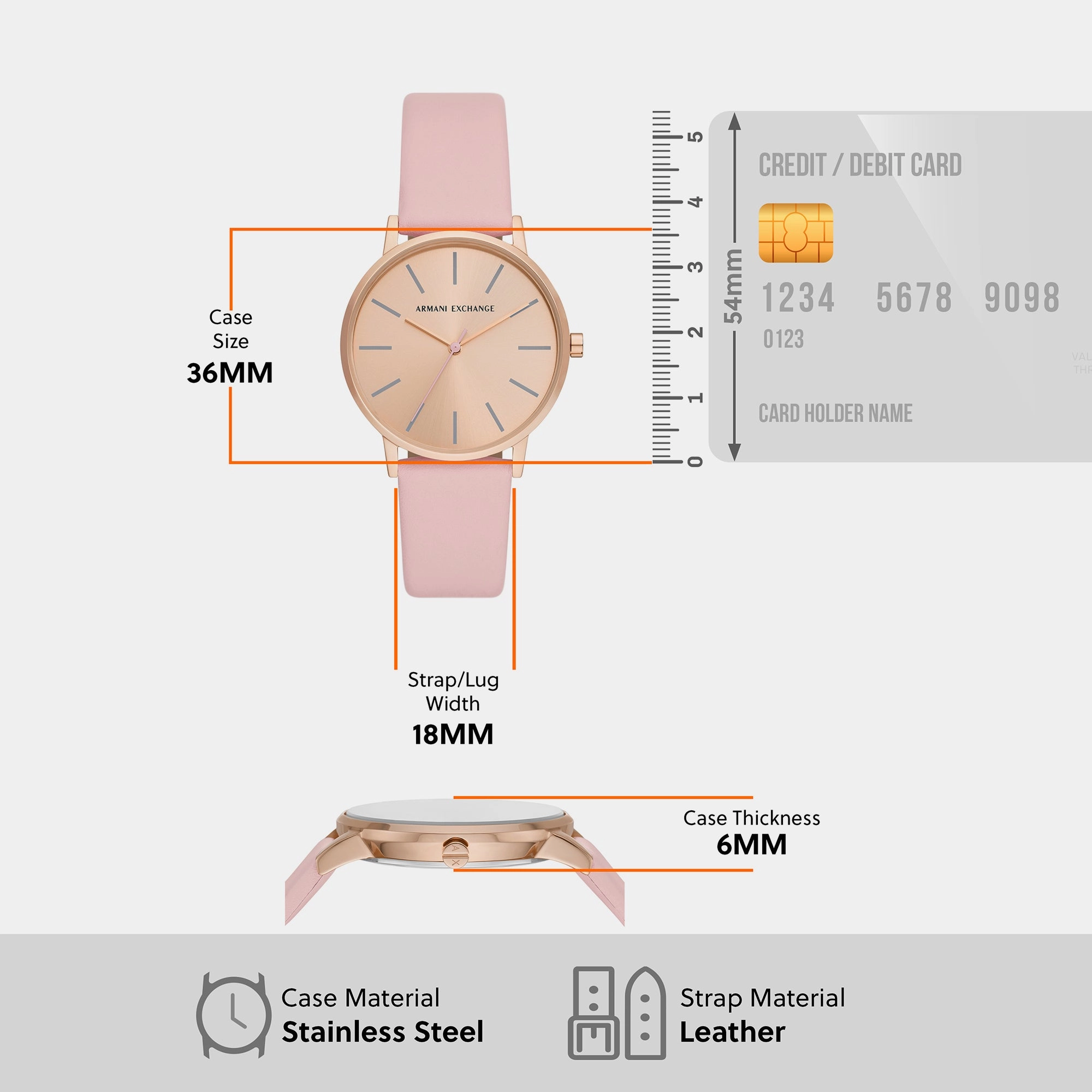 Women's Rose Gold Analog Leather Watch AX7150SET
