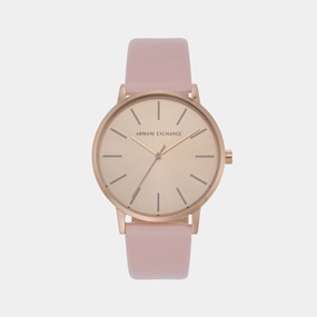 Women's Rose Gold Analog Leather Watch AX7150SET