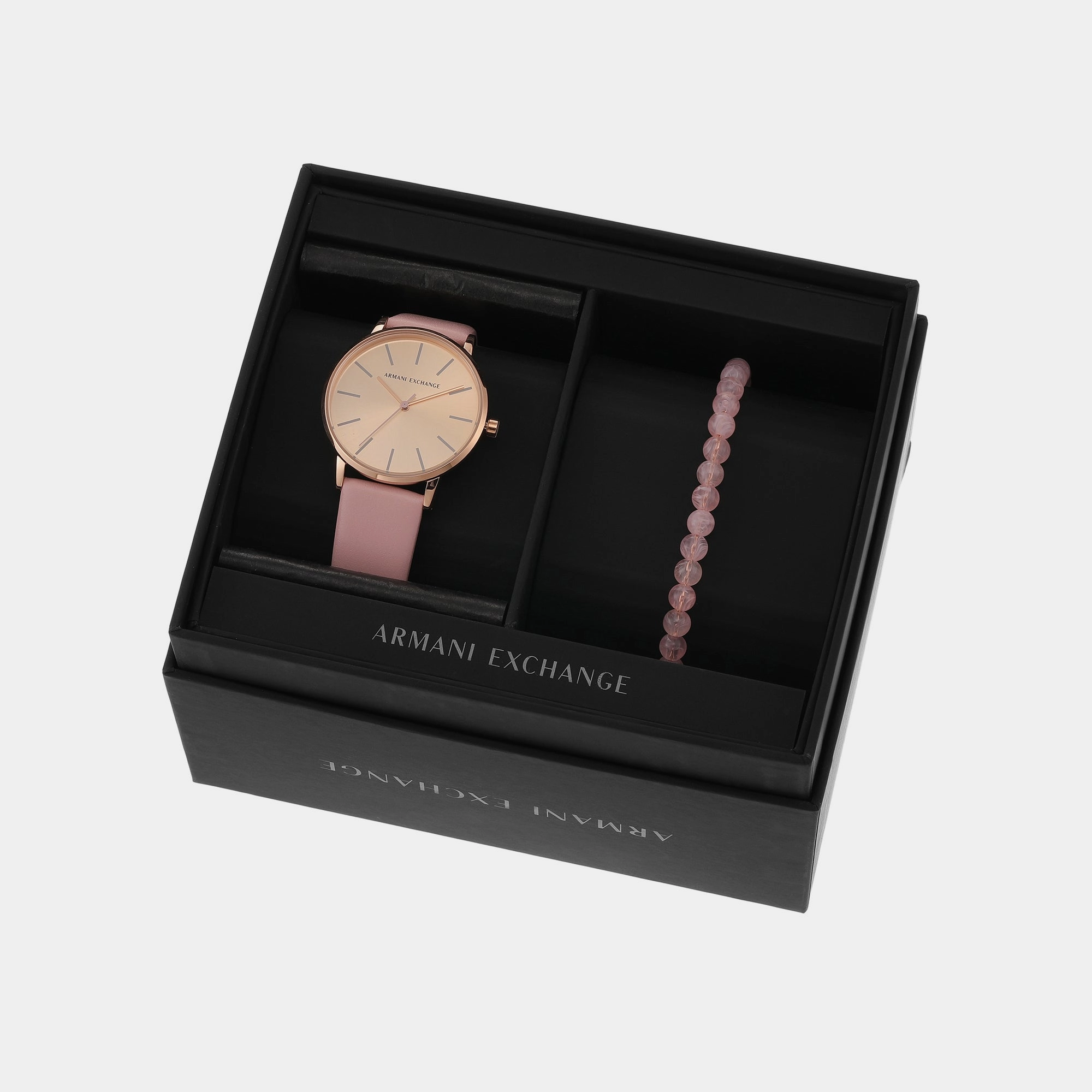 Women's Rose Gold Analog Leather Watch AX7150SET