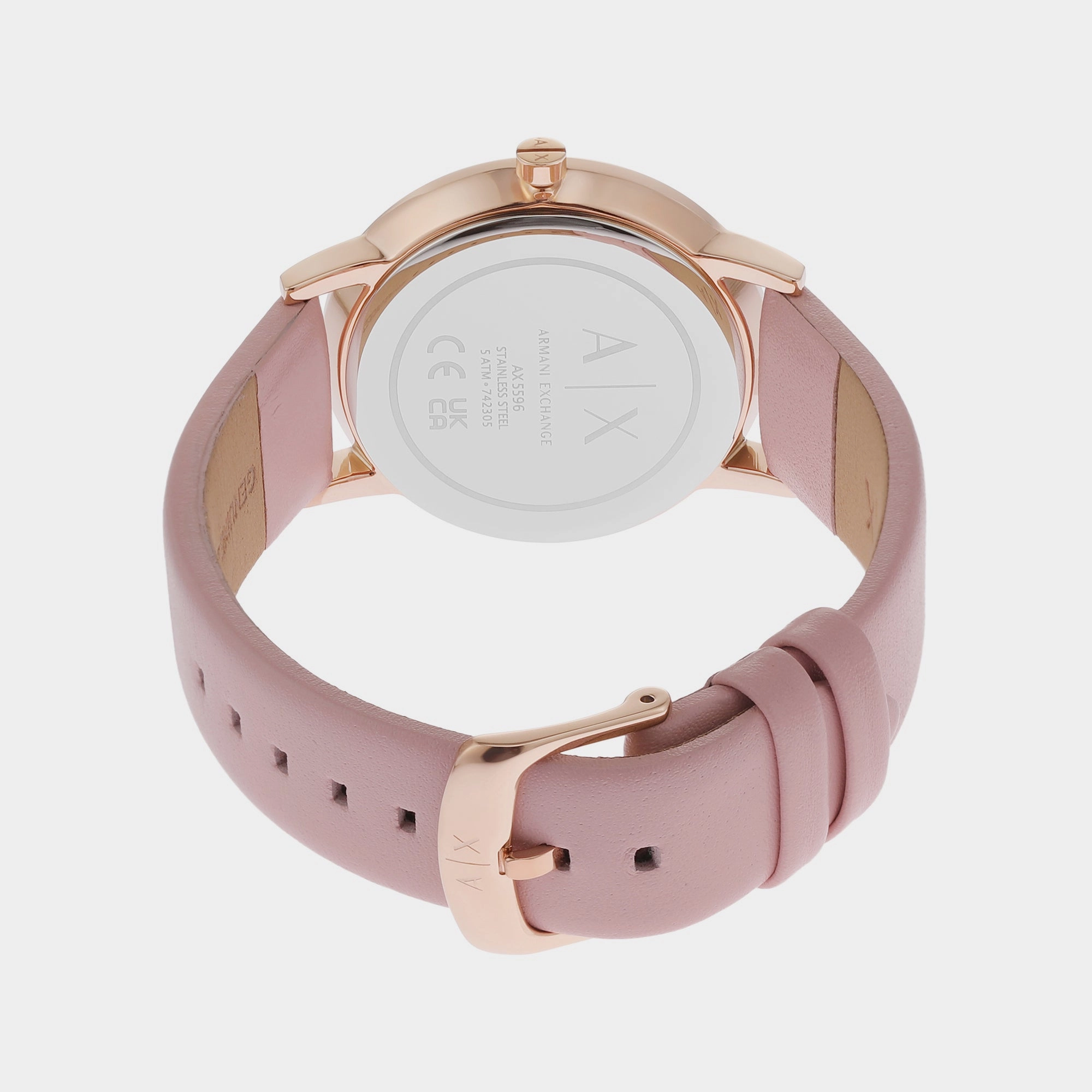 Women's Rose Gold Analog Leather Watch AX7150SET