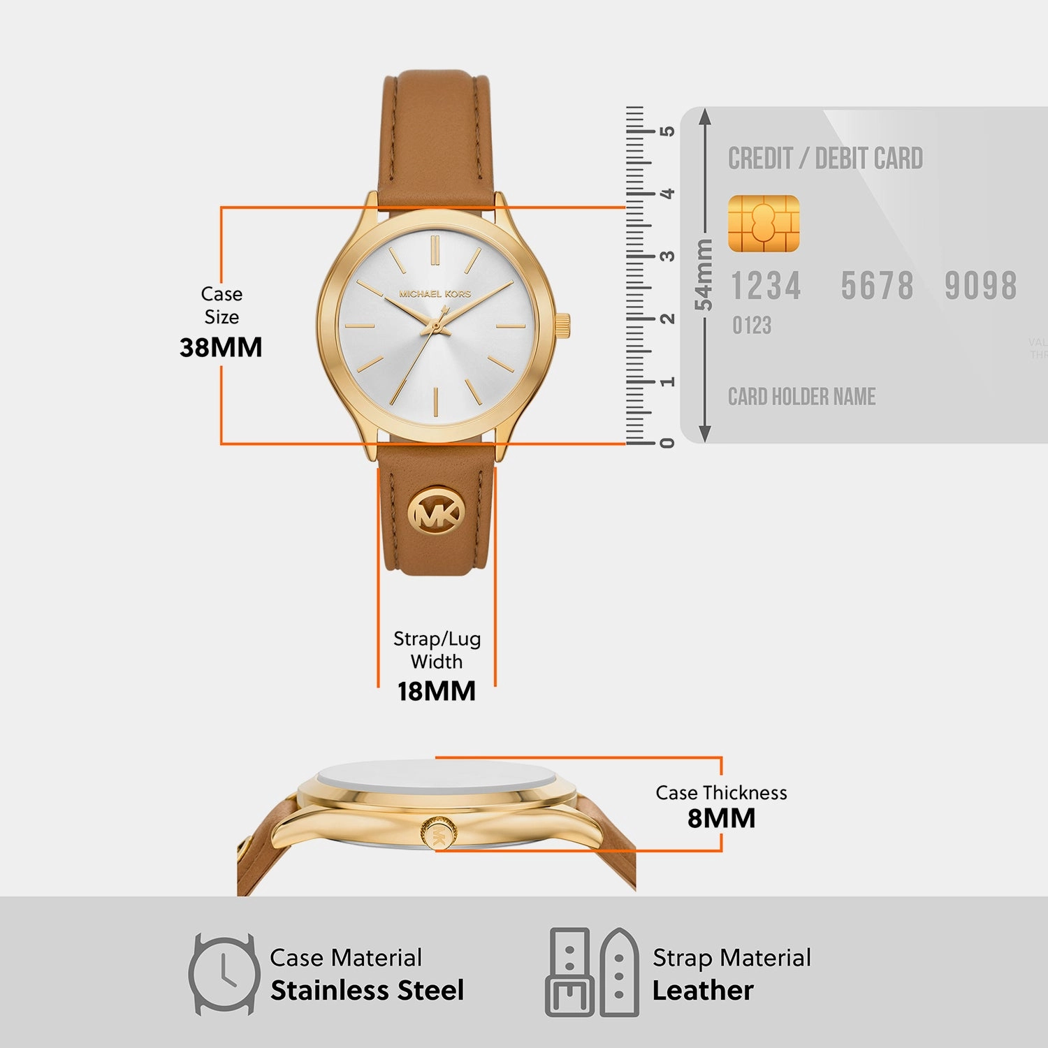 Women's Slim Runway Gold Analog Leather Watch MK7465