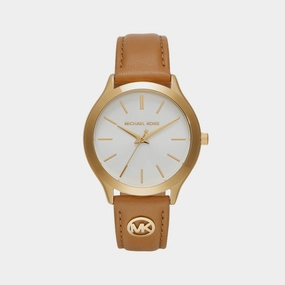Women's Slim Runway Gold Analog Leather Watch MK7465