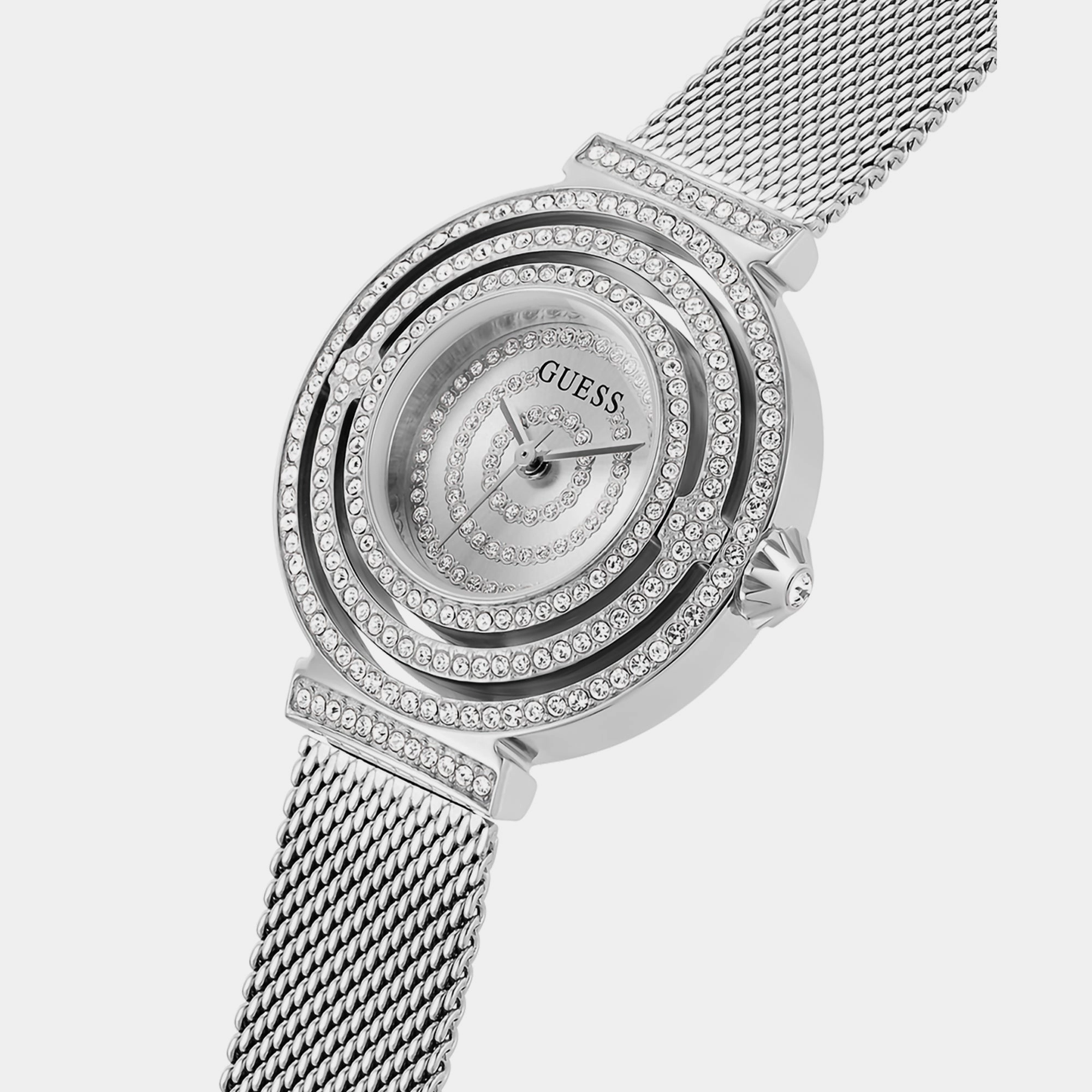 Women Silver Chronograph Mesh Watch GW0550L1