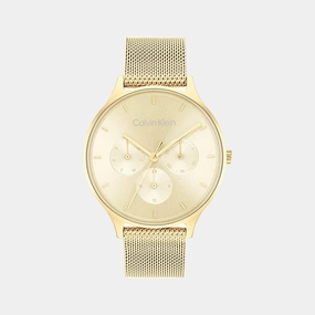 Women Yellow Dial Stainless Steel Multi-Function Watch 25200103