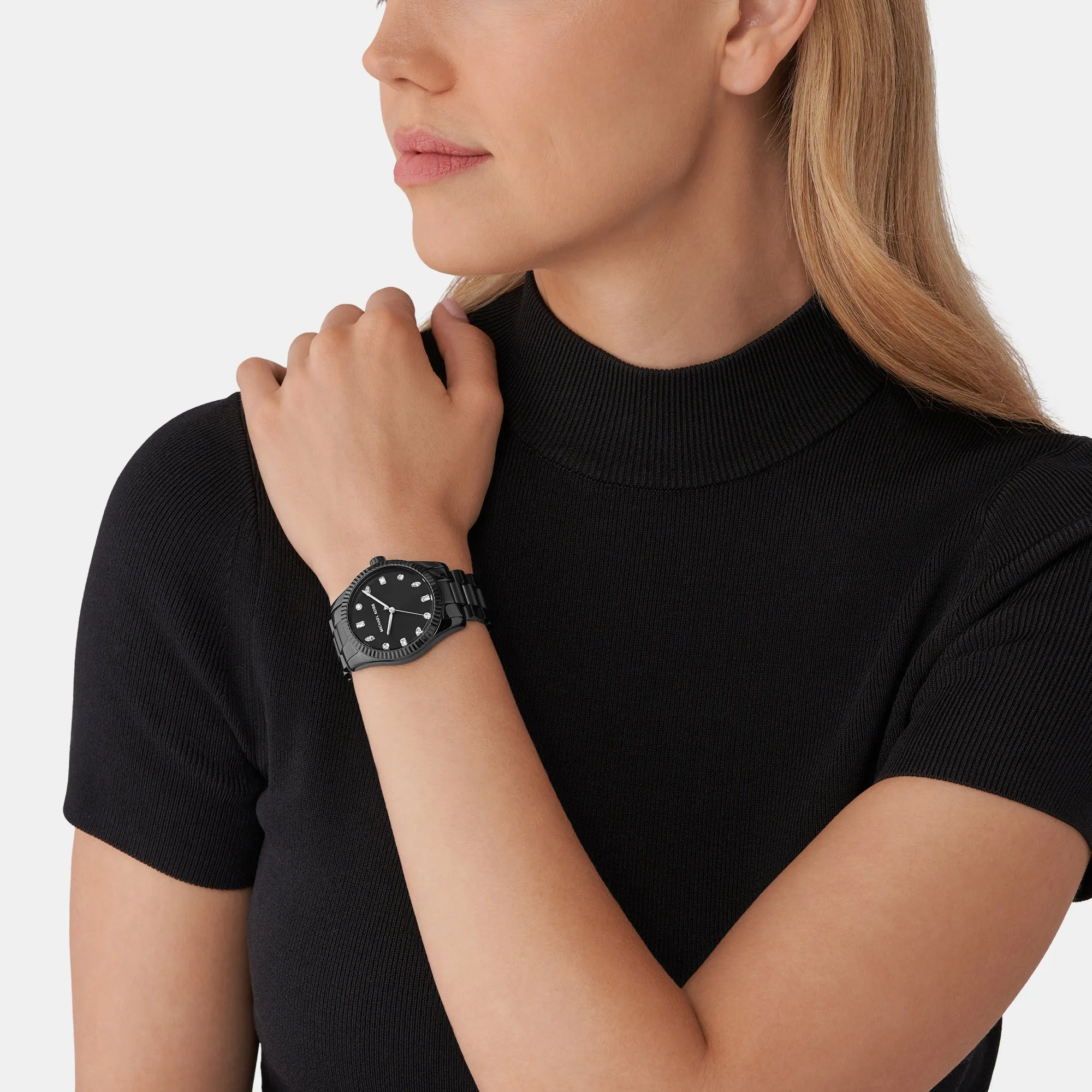 Women's Black Analog Stainless Steel Watch MK7442