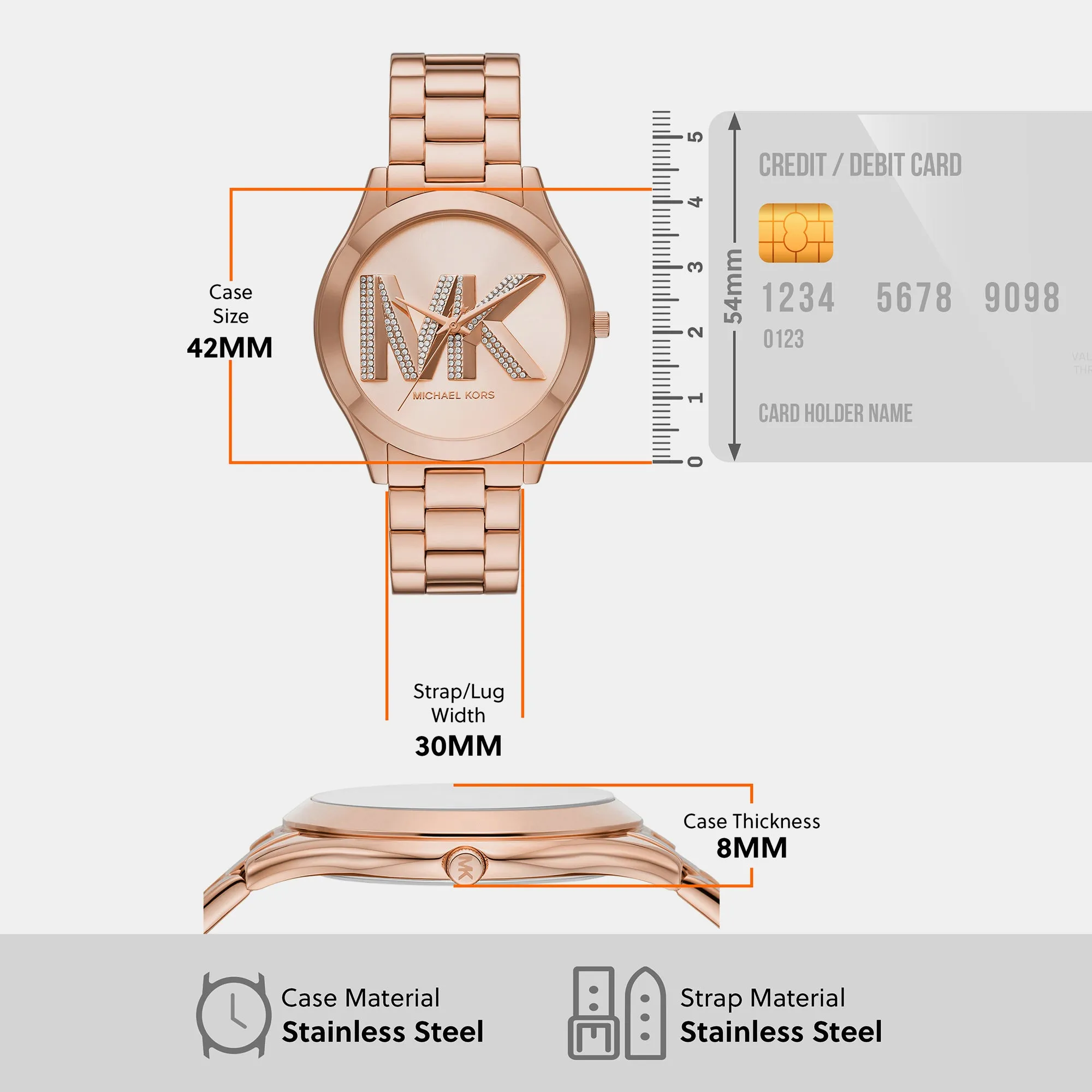 Women's Rose Gold Analog Stainless Steel Watch MK4733