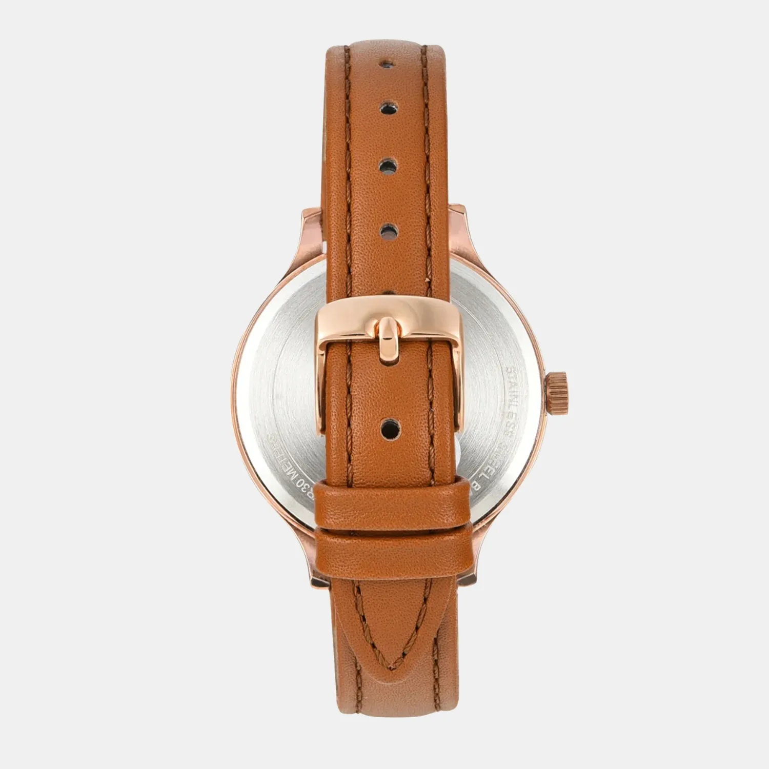 Women's Rose Gold Dial Multi-Function Leather Watch TWEL14823