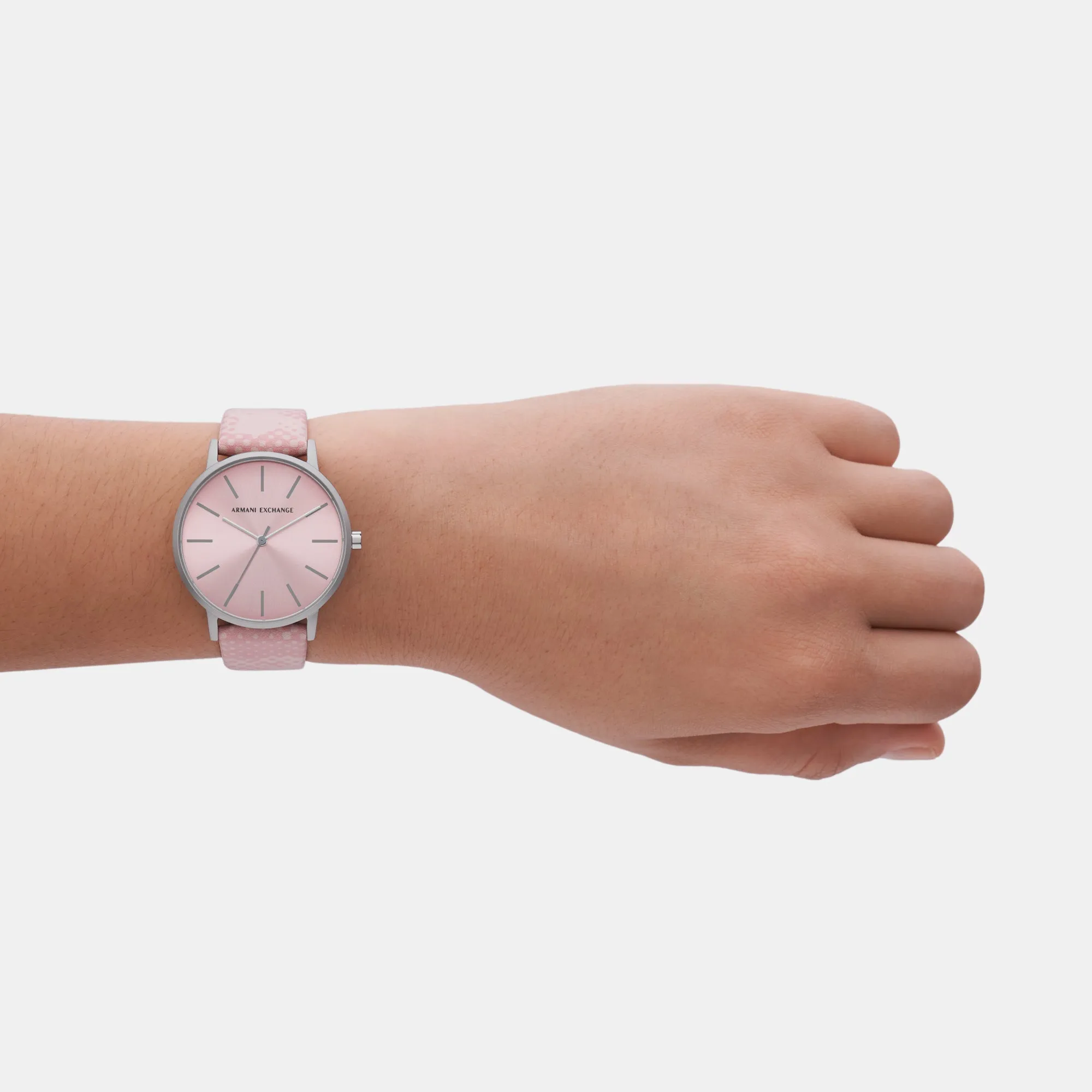 Women's Three-Hand Pink Leather Watch AX5590