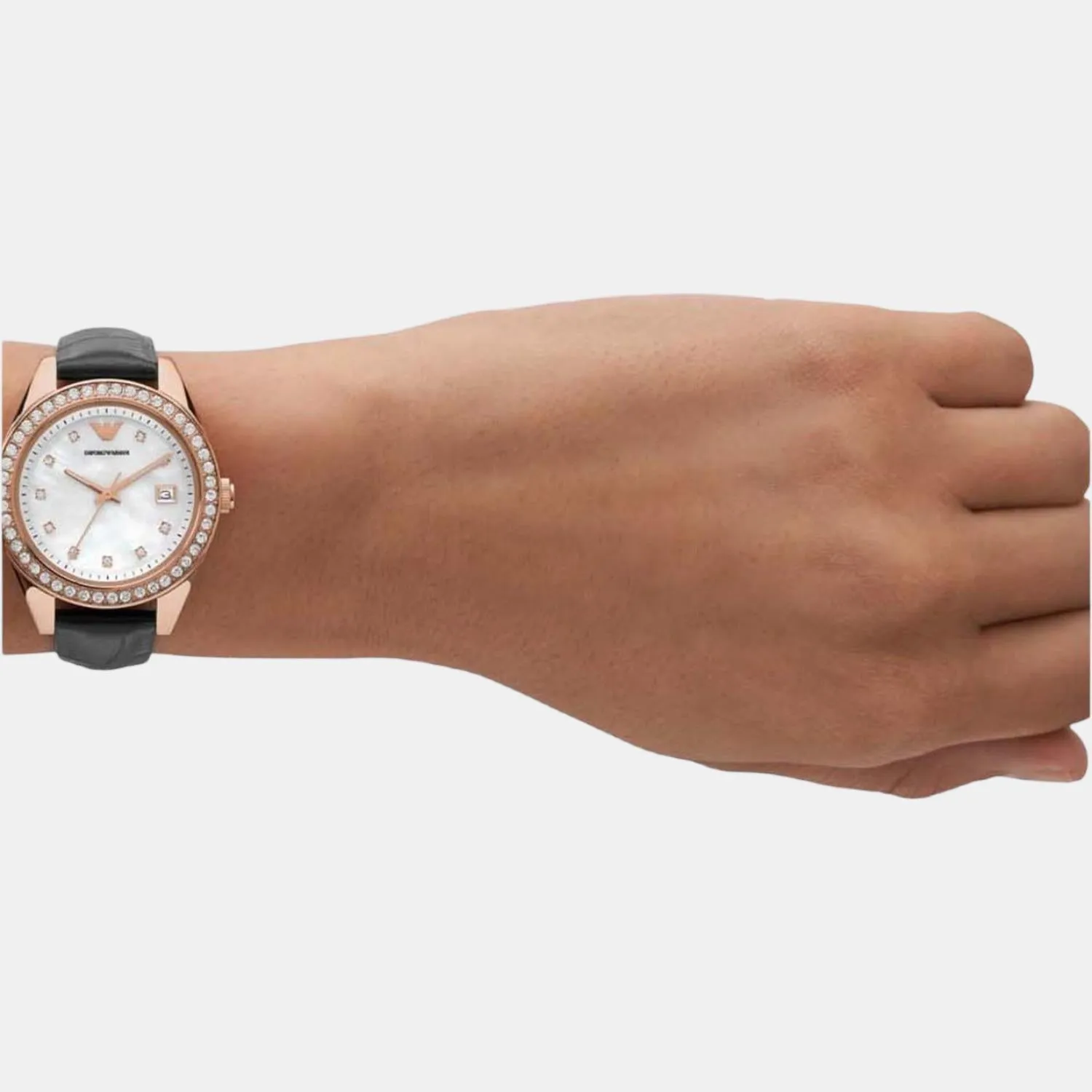 Women's White Analog Leather Watch AR11505