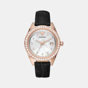 Women's White Analog Leather Watch AR11505