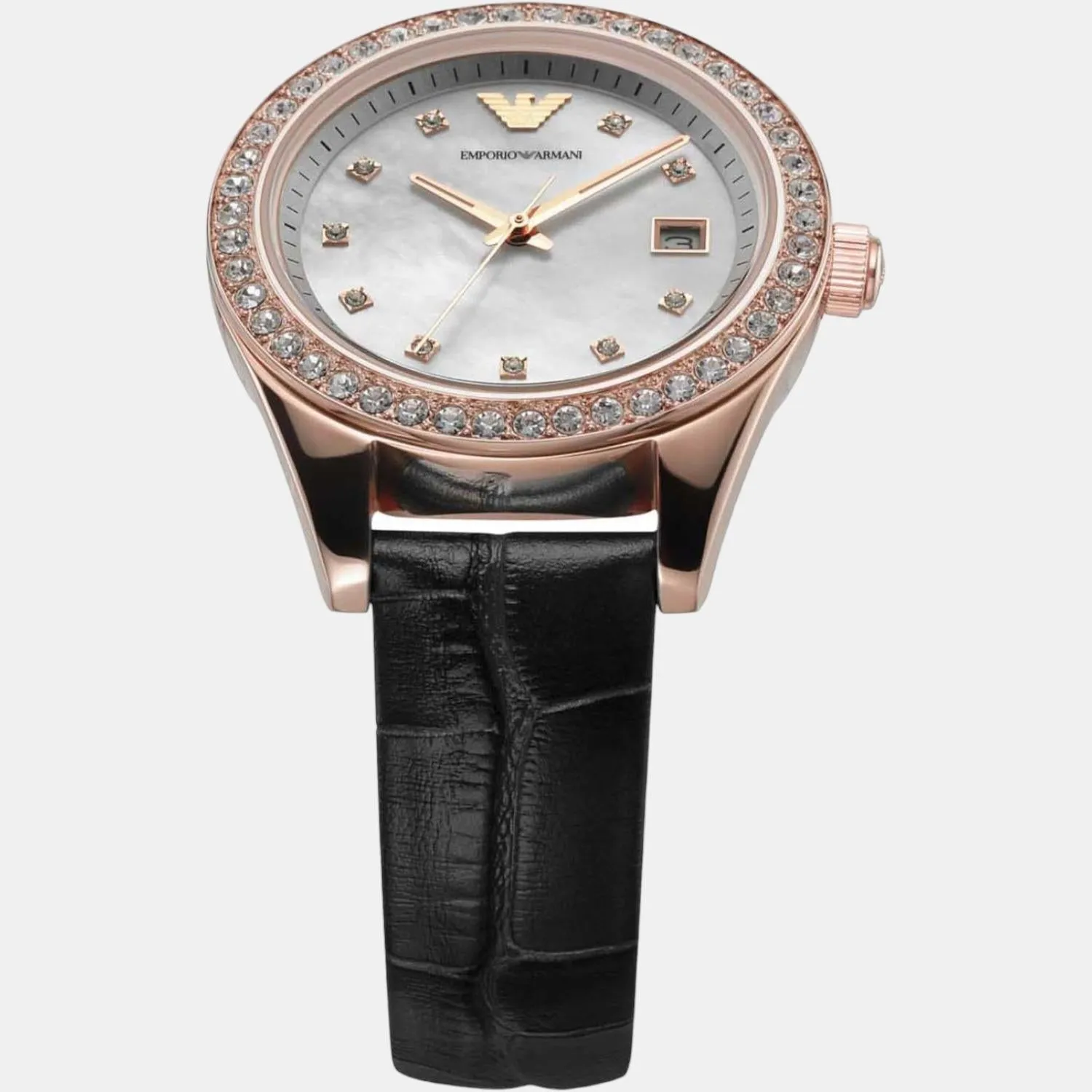 Women's White Analog Leather Watch AR11505