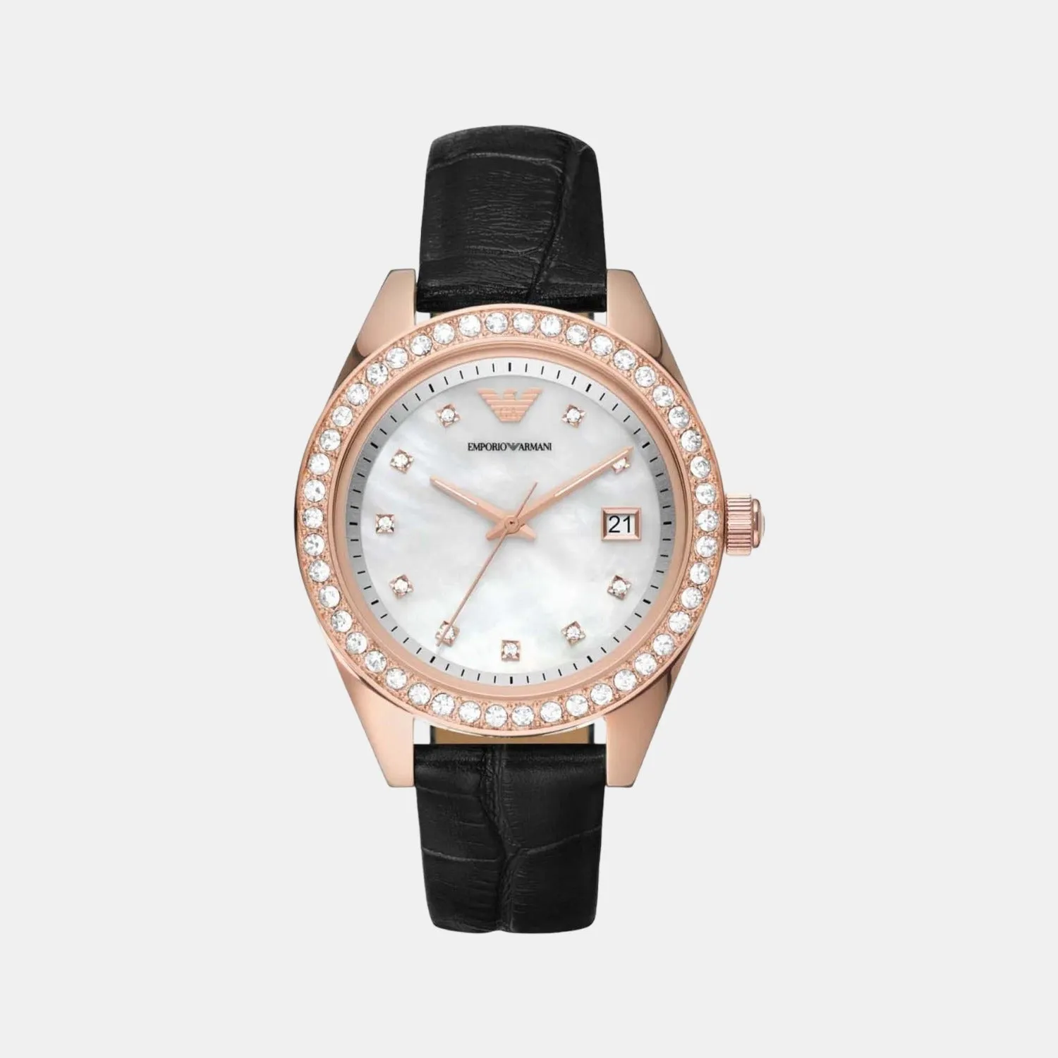 Women's White Analog Leather Watch AR11505