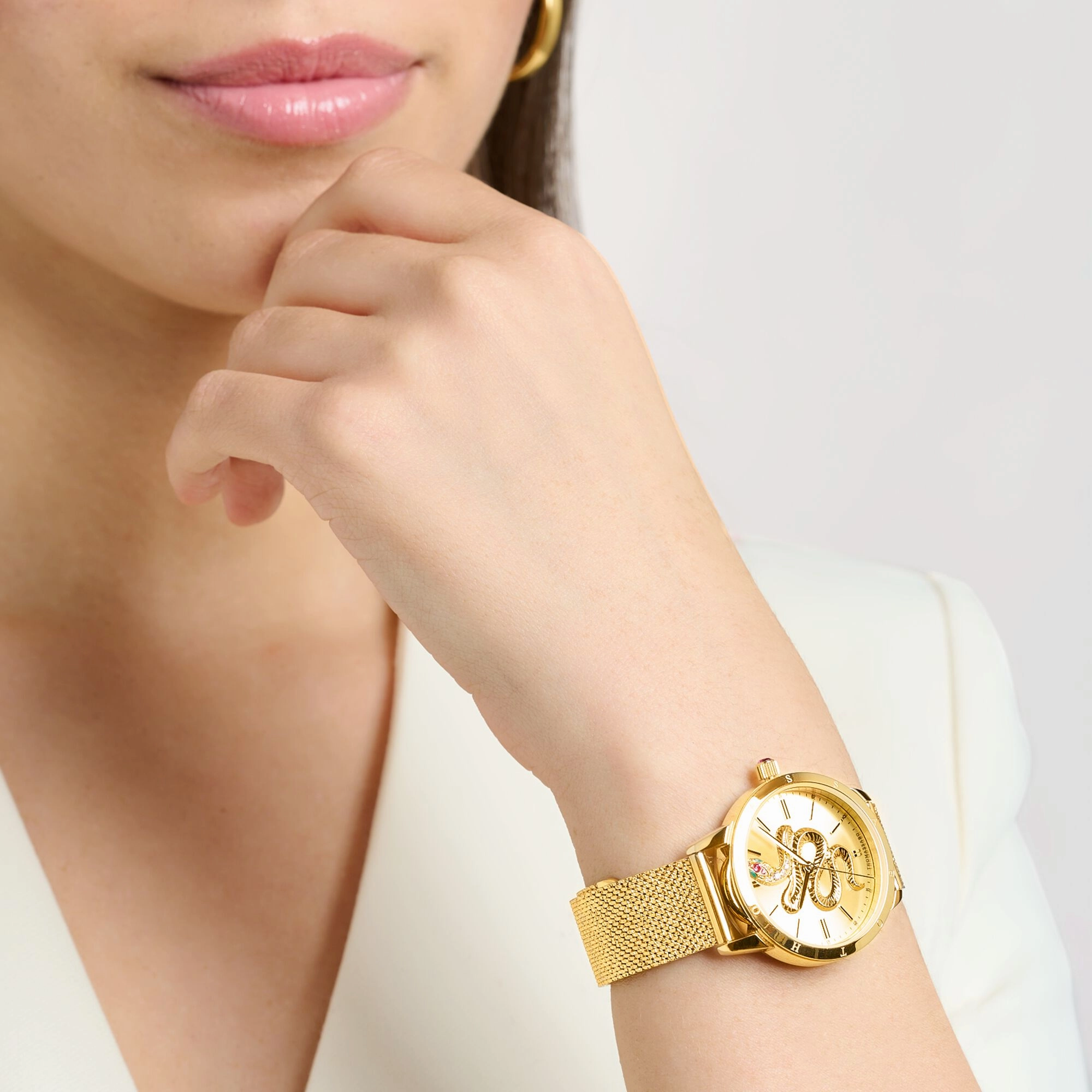 Womens watch snake in 3D optics gold